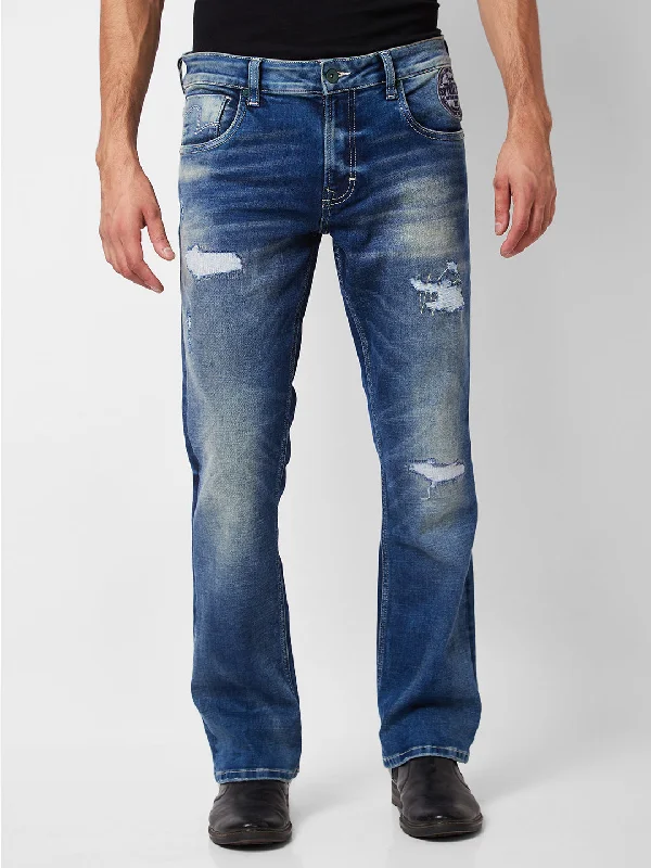 Skinny Jeans for Slim Fit -Spykar Men Blue Cotton Mid Rise Jeans