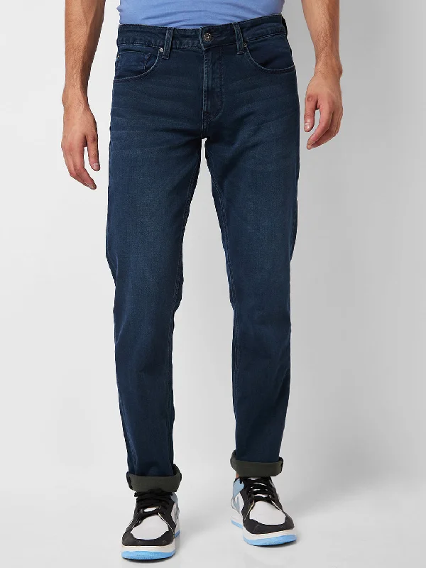 Christmas Jeans for Seasonal -Spykar Mid Rise Regular Fit Blue Jeans For Men