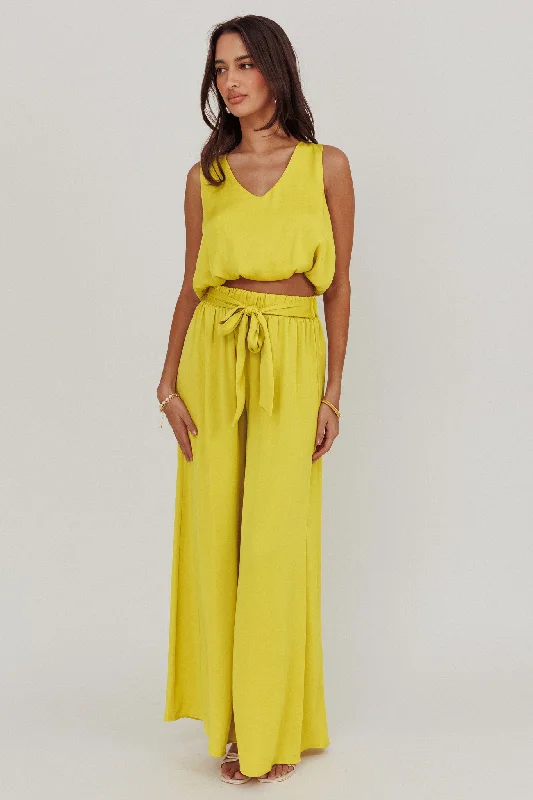 Bold patterned pants for standout fashion statements -Mariposa Wide Leg Pant Chartreuse