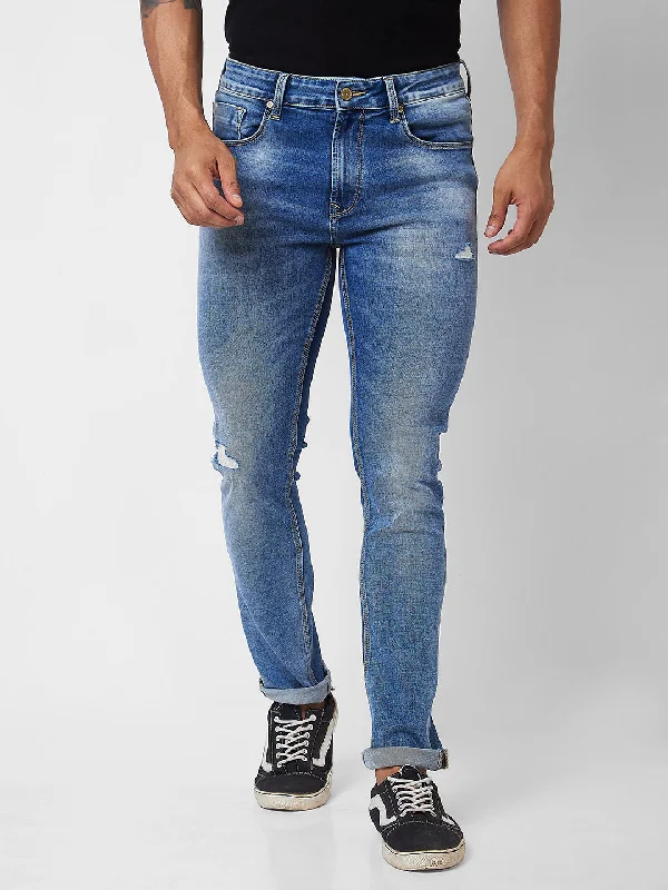 Casual Friday Jeans for Relaxed -Spykar Mid Rise Regular Fit Blue Jeans For Men