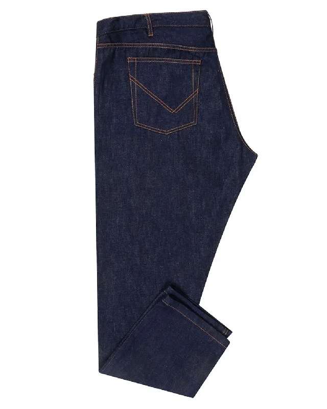 Warm flannel pants for chilly morning lounging -Luxire Selvedge: Slub Linen Cotton Indigo Jeans