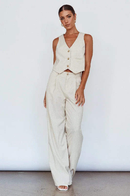 Flowy wide pants for artistic bohemian vibes -Times Square Trouser Pants Natural