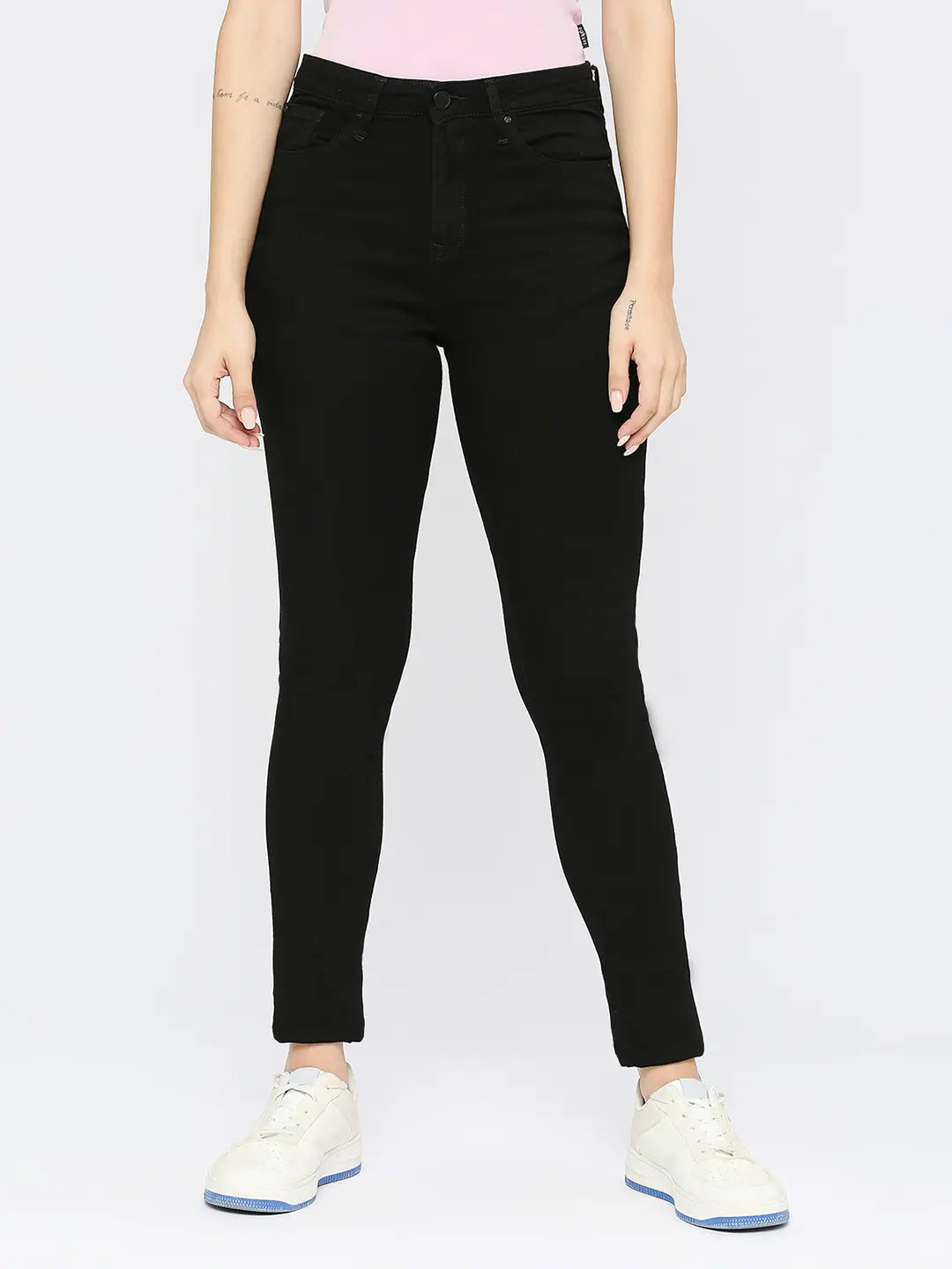 Faded Jeans for Laid-back -Spykar Women Black Lycra Skinny Fit - Clean Look Mid Rise Jeans-(Adora)