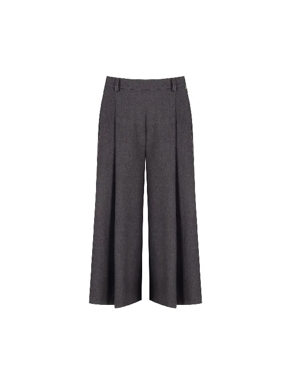 Cozy fleece pants for cold winter nights -Pleated Cropped Trousers