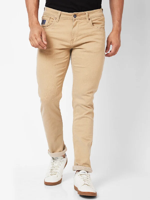 Affordable Jeans for Budget -Spykar Low-Rise Slim Fit Khaki Jeans For Men