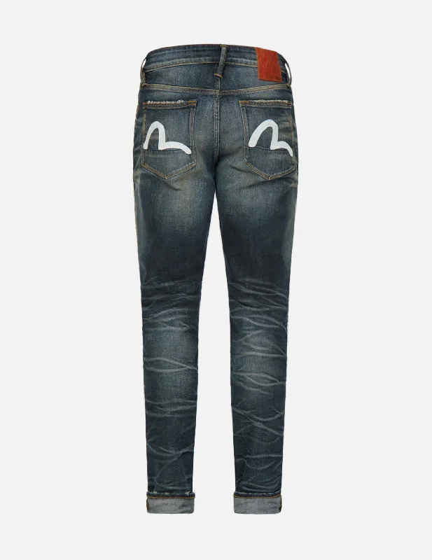 Christmas Jeans for Seasonal -Vintage Collection Seagull Handprint High Contrast Wash Carrot Fit Denim Jeans