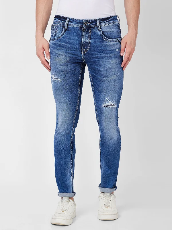 Birthday Jeans for Celebration -Spykar Mid Rise Slim Fit Blue Jeans For Men