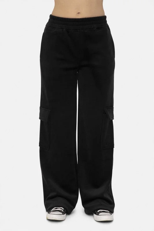 Quick-dry pants for active sports enthusiasts -Mono B Elastic Waist Corduroy Cargo Pants