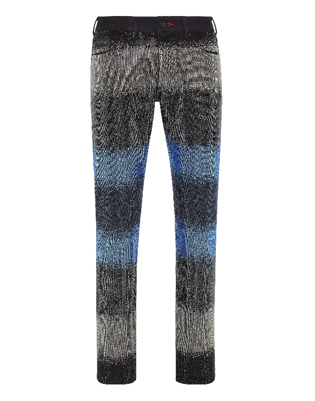 Stretch corduroy pants for cozy fall fashion -Denim Trousers Super Straight Cut Crystal