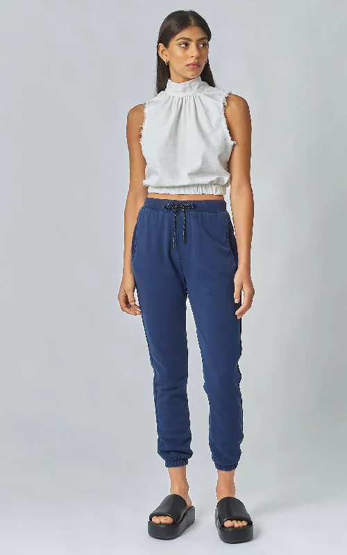 Breathable linen pants for hot summer days -Demi Navy Lounger Pants