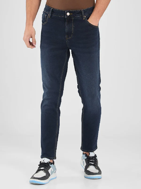 Cargo Jeans for Utility -Spykar Blue Slim Fit Mid Rise Jeans For Men