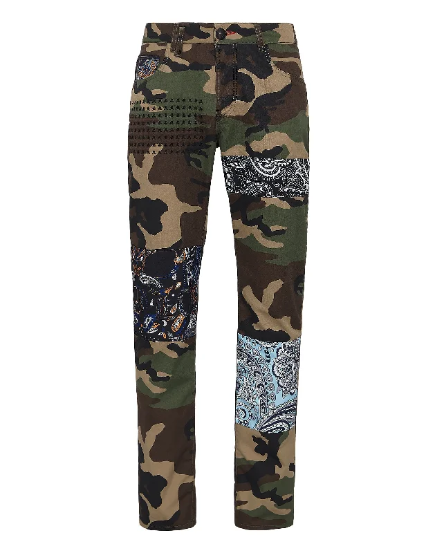 Relaxed fit pants for laid-back comfort wear -Denim Trousers Super Straight Cut Fit Paisley