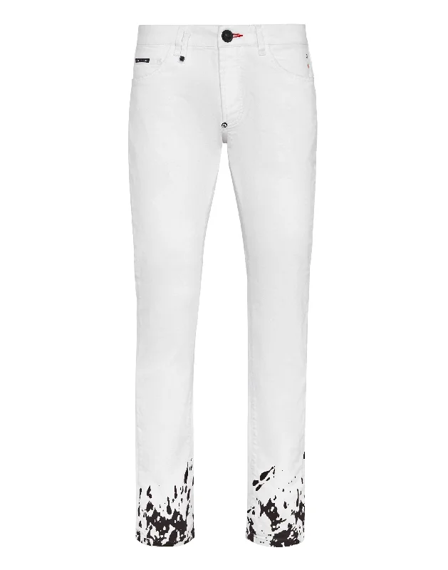 Stylish leather pants for edgy night looks -Denim Trousers Super Straight Cut Tattoo