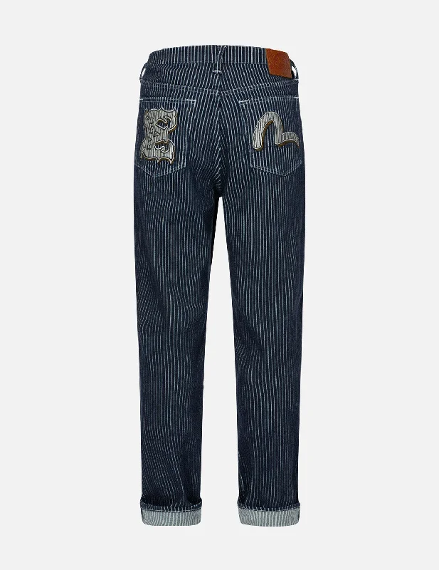 Overalls Jeans for Workwear -Seagull and Logo Embroideries Relax Fit Jeans