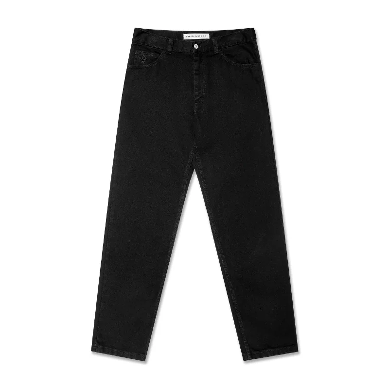 Rugged work pants for construction job durability -POLAR '89! DENIM PITCH BLACK