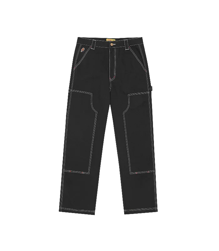 Relaxed fit pants for laid-back comfort wear -CANVAS CARPENTER PANTS - BLACK