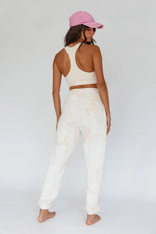 Stylish leather pants for edgy night looks -Take It Easy Jogger Track Pants Sand