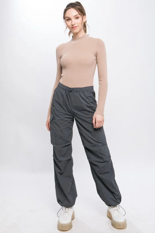 Comfortable stretch pants for casual daily wear -Lena Loose Fit Parachute Cargo Pants // 5 COLORS