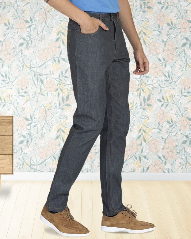 Relaxed fit pants for laid-back comfort wear -Luxire Selvedge: Grey Jeans