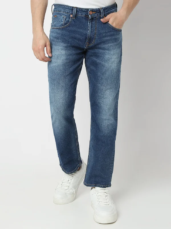 Denim Jeans for Durability -Spykar Mid Blue Comfort Fit Jeans For Men