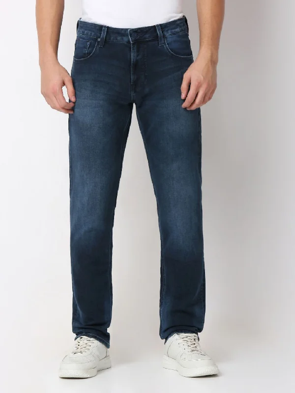 Distressed Jeans for Edgy Style -Spykar comfort Fit Mid Rise Jeans For Men