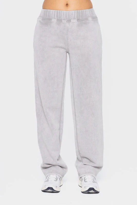 Cozy fleece pants for cold winter nights -Mono B Elastic Waist Fleece Pants with Pockets