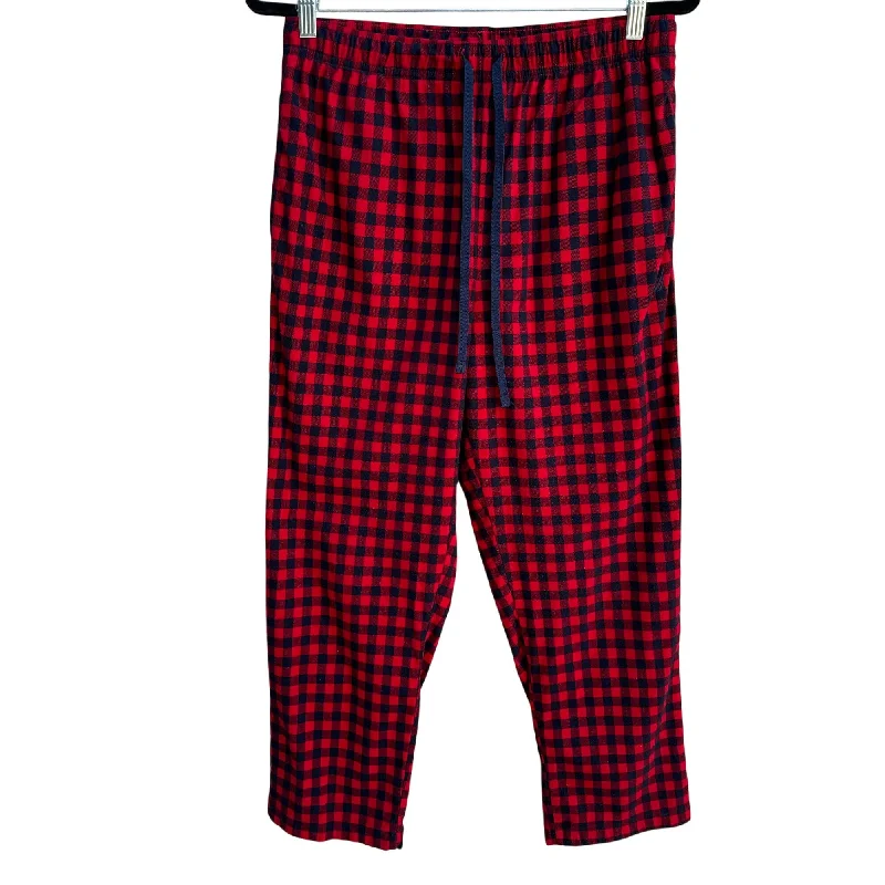 Relaxed cotton pants for breezy casual days -Nautica Men's Red & Black Plaid Flannel Pajama Elastic & Drawstring Waist Pants