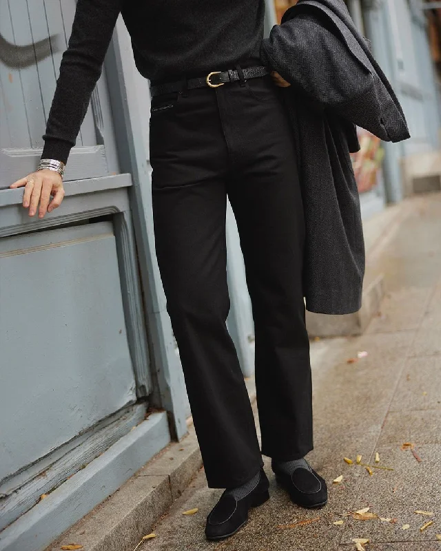 Casual twill pants for easygoing daily outfits -Luxire Selvedge: Black Jeans