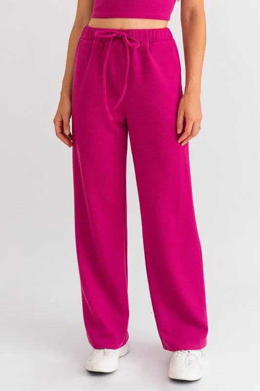 Cozy sweatpants pants for lazy Sunday mornings -Berry Blaze Waffle Knit Thermal Pants - Final Sale