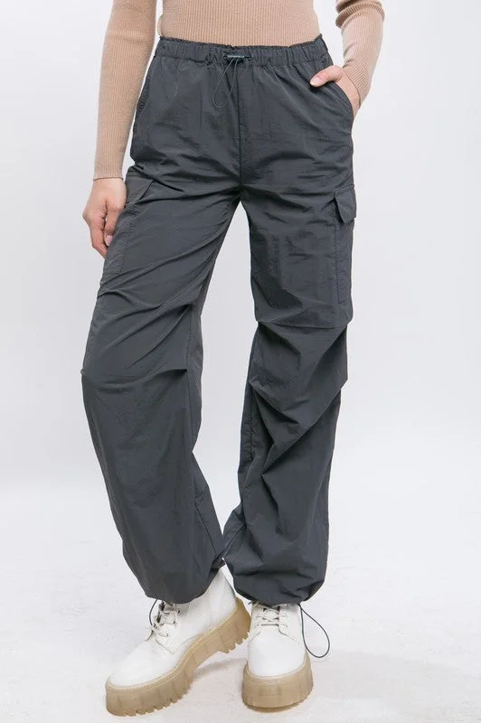 Waterproof hiking pants for rainy trail conditions -Parachute Pants Black