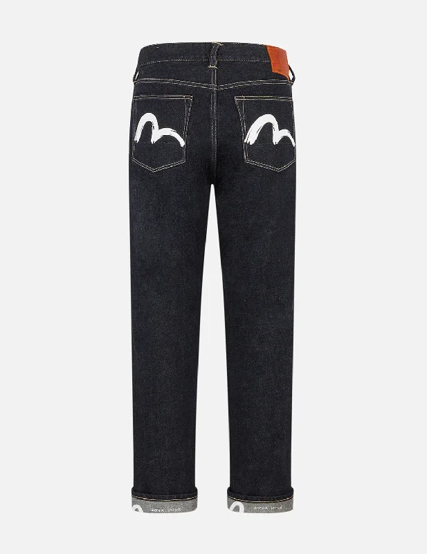 Overalls Jeans for Workwear -Brushstroke Seagull Print Straight Fit Jeans