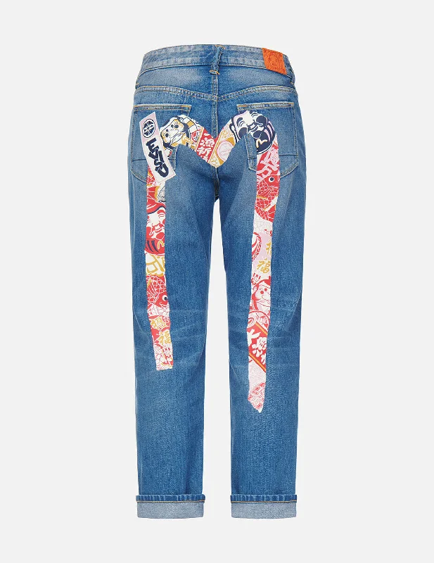 Relaxed Jeans for Comfortable -Godhead and Festival of Wishes Graphic Daicock Boyfriend Jeans