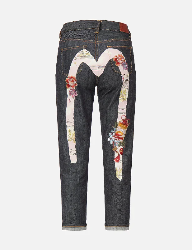 Wide Leg Jeans for Comfort -Japanese-painting Daicock Print Relax Fit Jeans