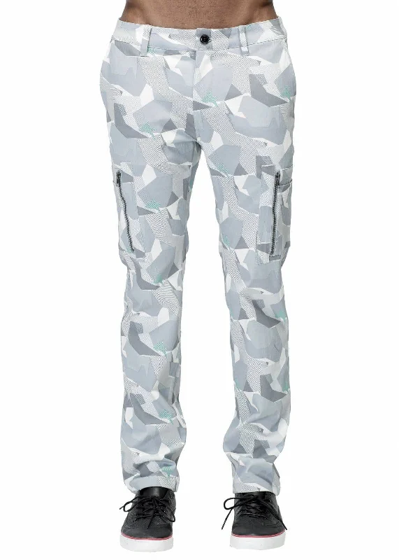 Quick-dry travel pants for adventurous globetrotters -Konus Men's Digital Camo Cargo Pants in Grey