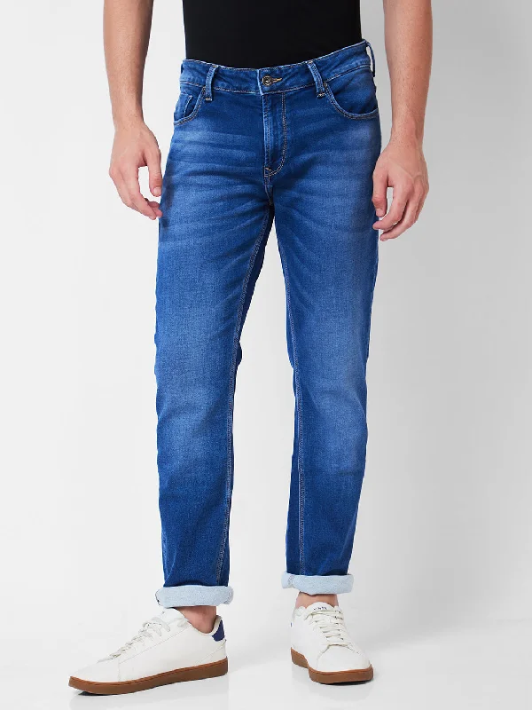 Casual Friday Jeans for Relaxed -Spykar Mid Rise Comfort Fit Blue Jeans For Men