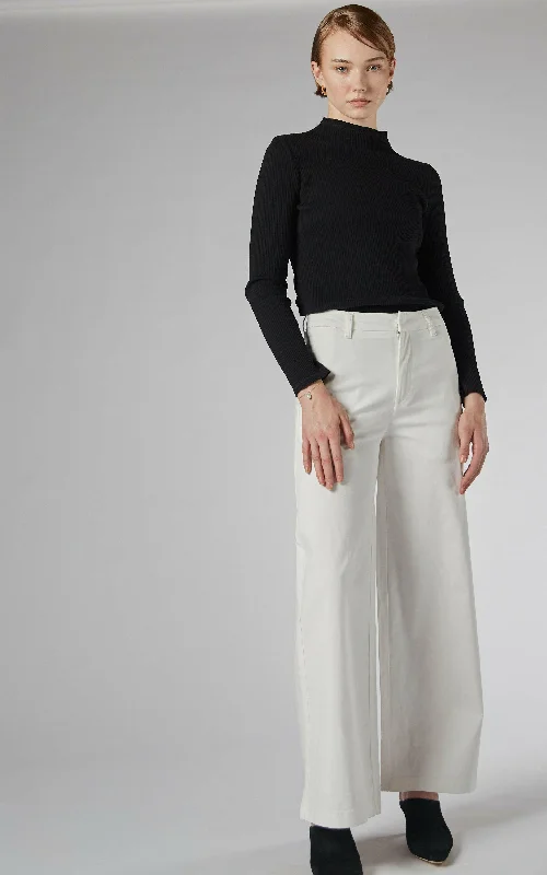 Stylish cropped pants for warm season trends -Velika Ivory Wide Leg Trousers