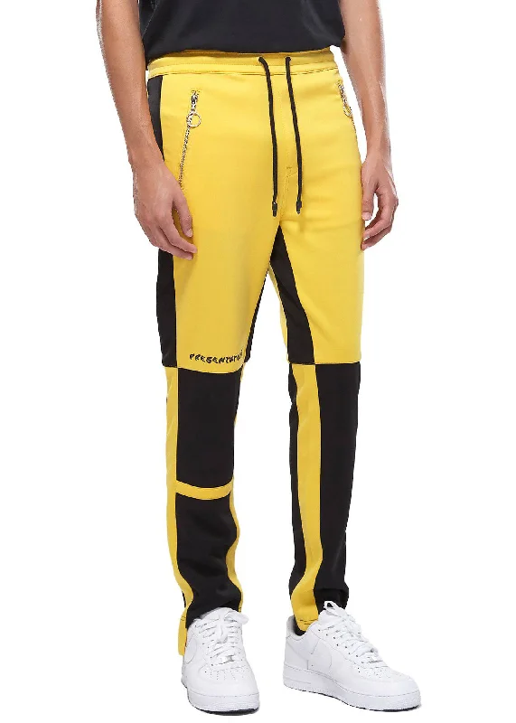 Tactical cargo pants for outdoor survival needs -Konus Men's Color Blocked Track pants in Yellow