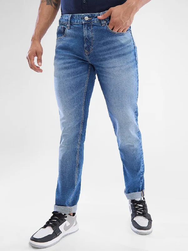 Birthday Jeans for Celebration -Spykar Light Blue Slim Fit Jeans For Men