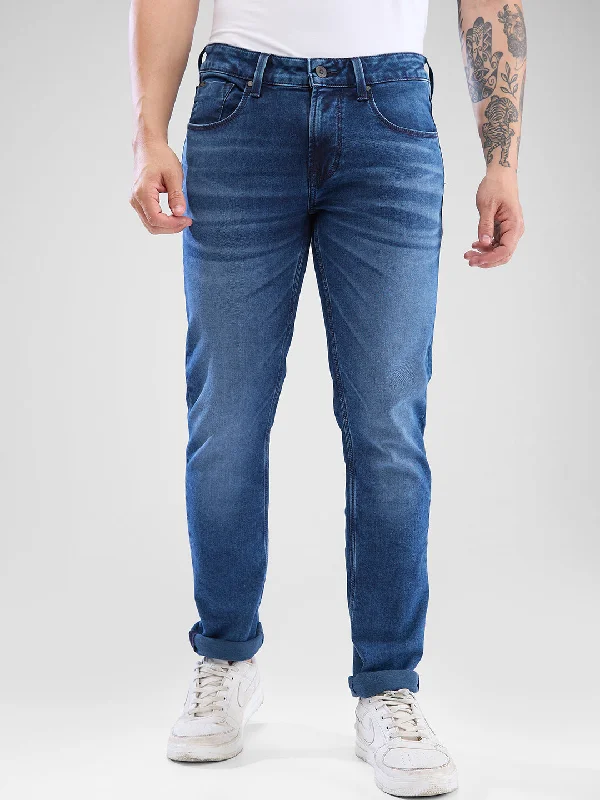 Dance Jeans for Movement -Spykar Mid Blue Slim Fit Jeans For Men