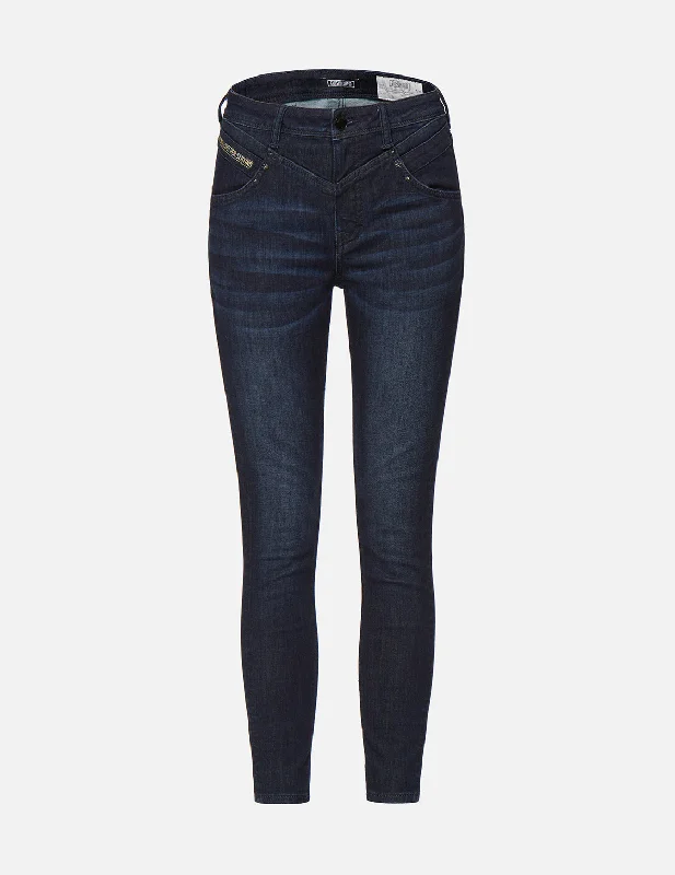 Leather Trim Jeans for Luxury -Seagull Embroidered Skinny Jeans