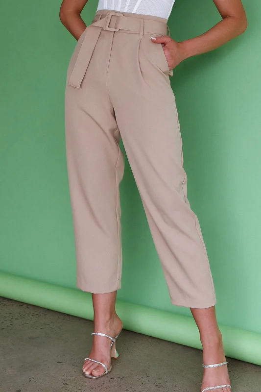 Casual drawstring pants for effortless home relaxation -Chance Encounter Straight Leg Pants Latte