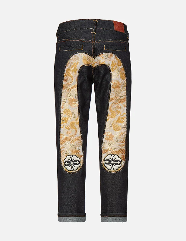 Fashion Jeans for Trendsetter -Dragon Brocade Daicock Insert Boyfriend Jeans