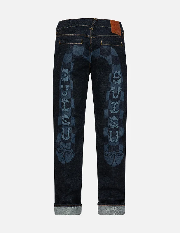 Holiday Jeans for Festive -Monogram Daicock Discharged Print Slim Fit Jeans #2010