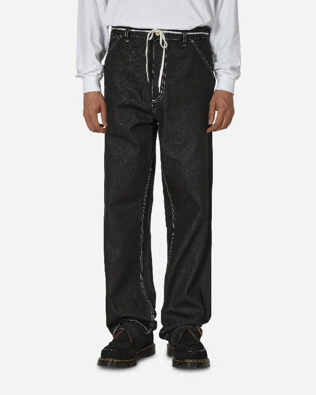 Rugged work pants for construction job durability -Simple Pants Black