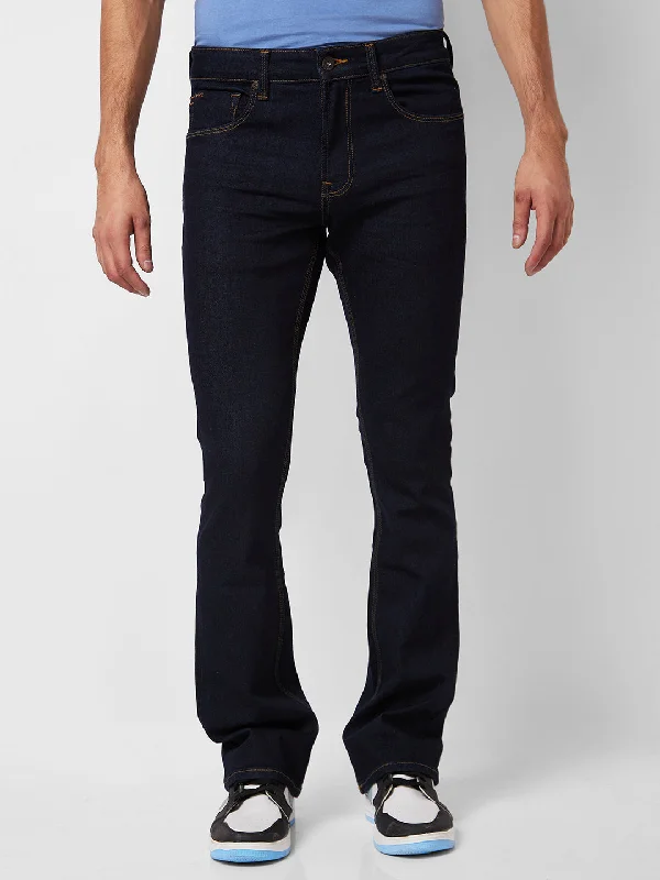 Stonewashed Jeans for Softness -Spykar Mid Rise Bootcut Fit Blue Jeans For Men