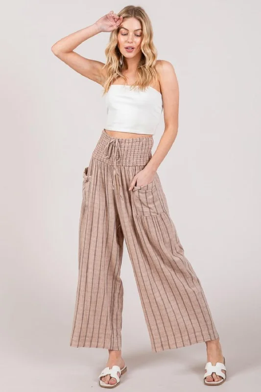 Breathable linen pants for hot summer days -SAGE + FIG Cotton Gauze Wash Stripe Pants