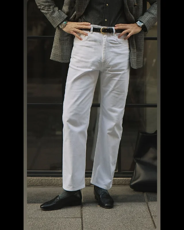 Designer skinny pants for luxury fashion flair -White Heavy Twill Jeans