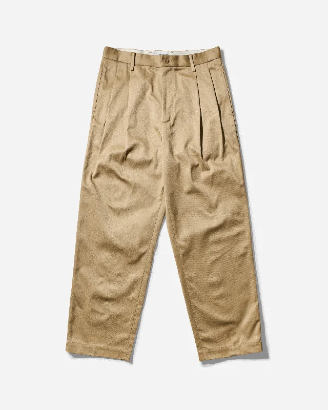 Reinforced cargo pants for heavy-duty field work -Men's Double Pleated Chino Trousers Beige