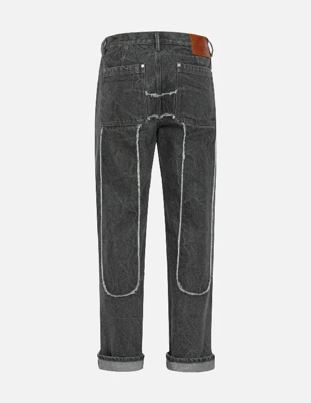 Club Jeans for Social -Daicock with Fringed Edges Baggy Fit Work Jeans