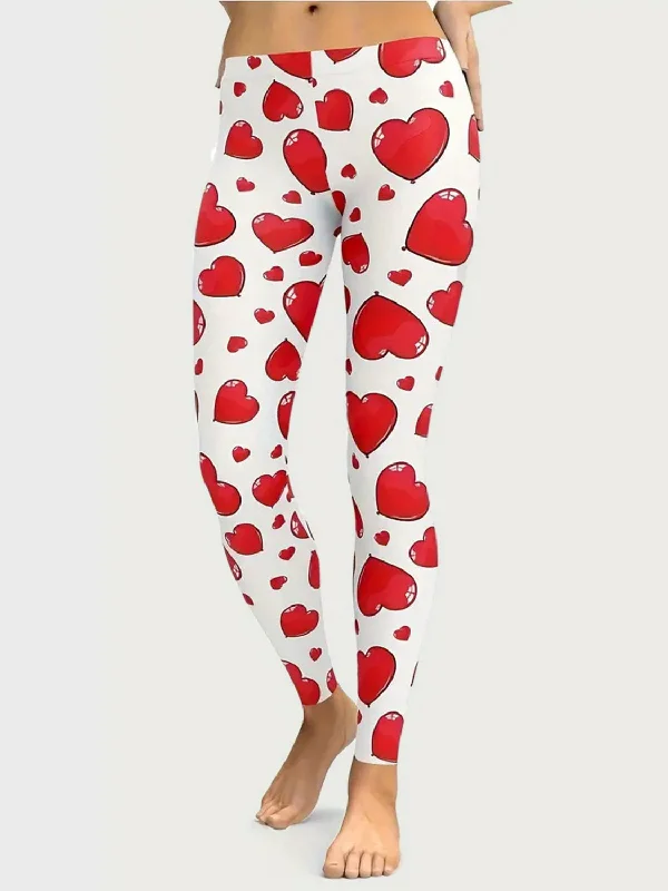 Classic wool pants for cold weather elegance -Heart Print Skinny Pants